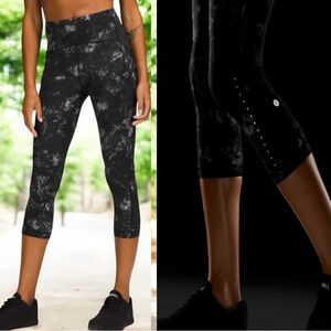 New LuluLemon Swift Speed High-Rise Crop 21" Leggings Aquila Black Multi size 2